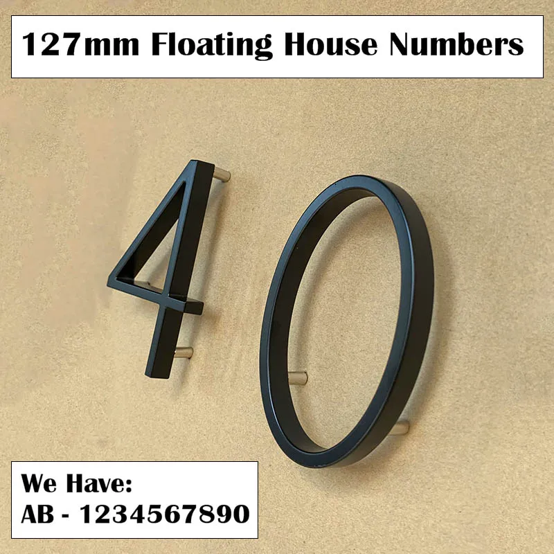 

Black Floating House Numbers Doorplate Letters Metal Address Sign Plate Outdoor Street Door Plaque Number For Home Mailbox #0-9