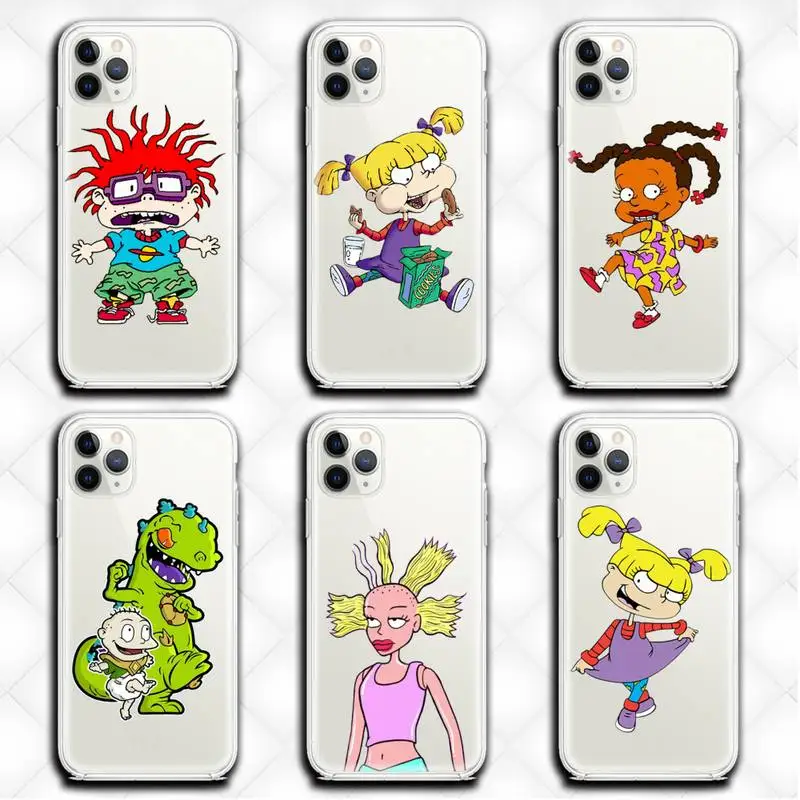 

American Children's Cartoon Rugrat Phone Case Clear for iphone 13 12 11 Pro max mini XS 8 7 Plus X SE 2020 XR cover