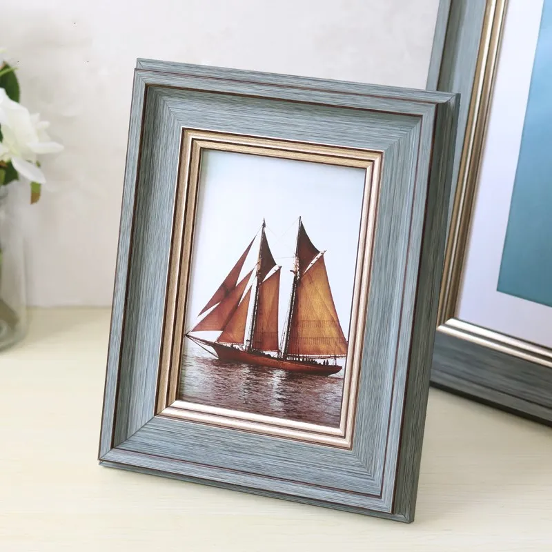 

Retro Simple Style Photo Frame 5 Colors Table Painting Art Frames Rectangle 1PC Picture Frame For Home Decor Desktop 3-10 Inch