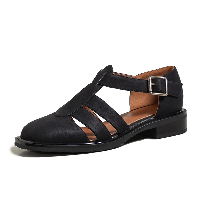 

2021 Women Pumps Square High Heel Women Shoes Platform Buckle Round Toe All Match Out Door Black Women Sandals Size 34-40