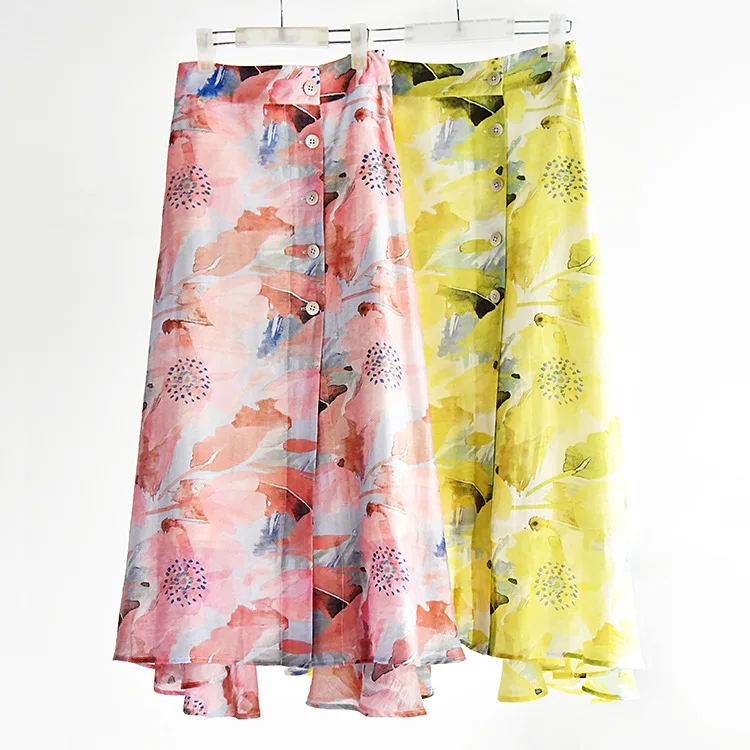 Весна 2020 Tencel белье необычный темперамент юбка в форме цветка длинная