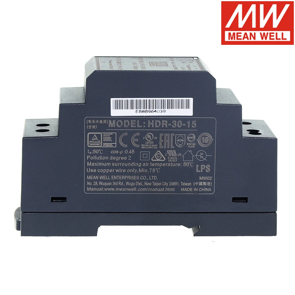 Оригинальный бренд Mean Well представляет HDR-30-5 HDR-30-24 24V meanwell ультра тонкий DIN Rail