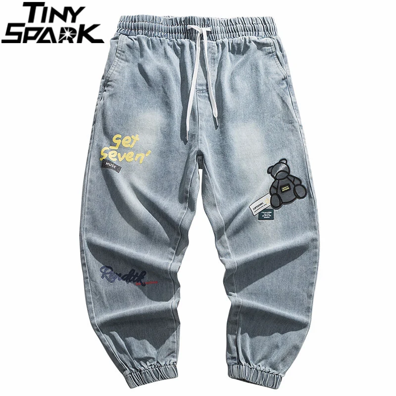 

В стиле «хип уличная одежда длиной до бедер джинсовые штаны с изображением медведя буквы печатный рисунок Джинсовая джинсовые штаны 2021 Для ...