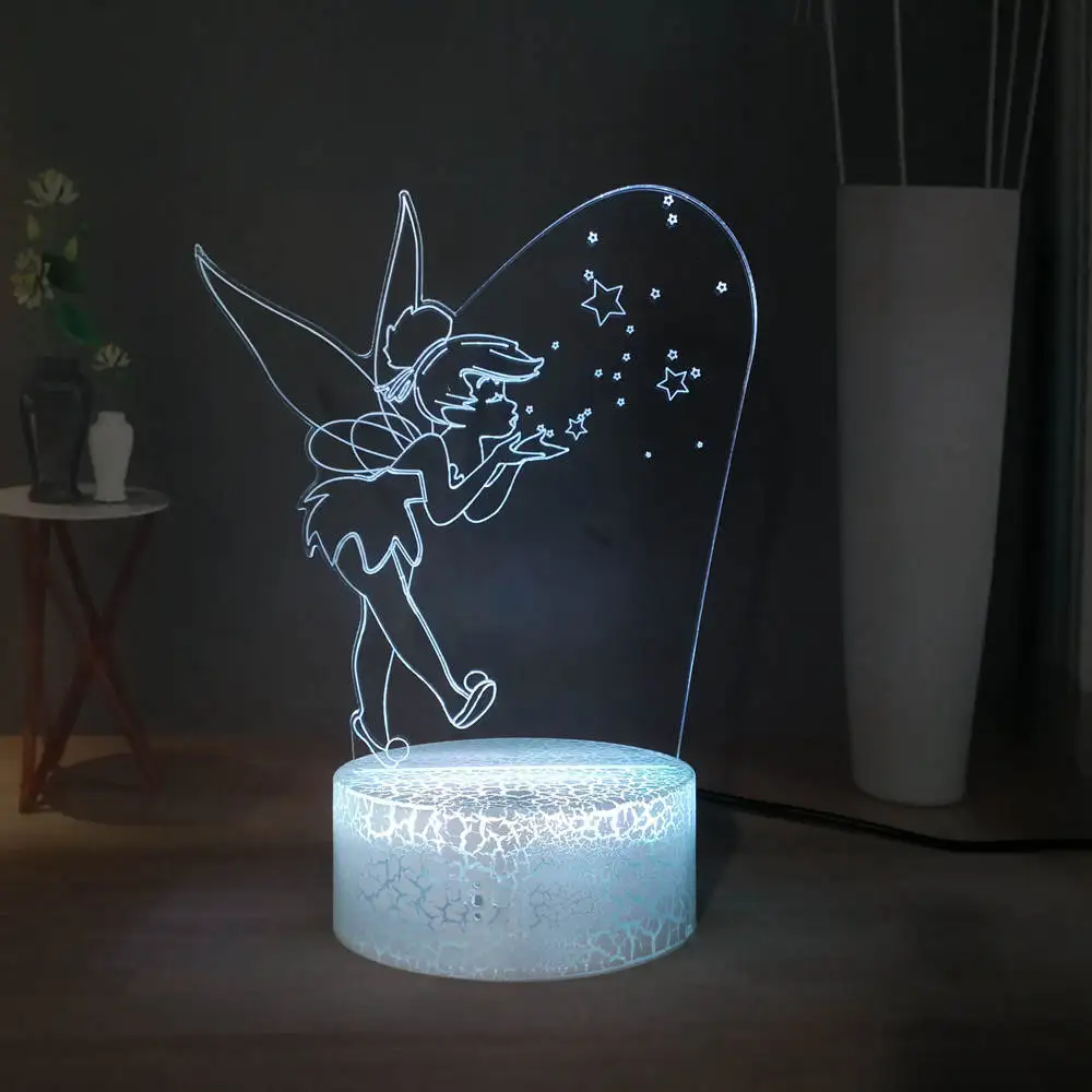 Милый светодиодный детский ночной Светильник Tinker bell RGB многоцветный USB мини 3D