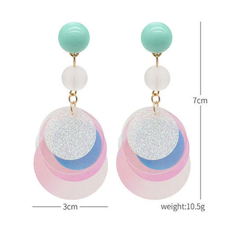 

2020 Korean Fashion Colorful Sequin Tassel Dangle Earrings For Women Trendy Geometric Party Ear Jewelry Statement Drop Earrings