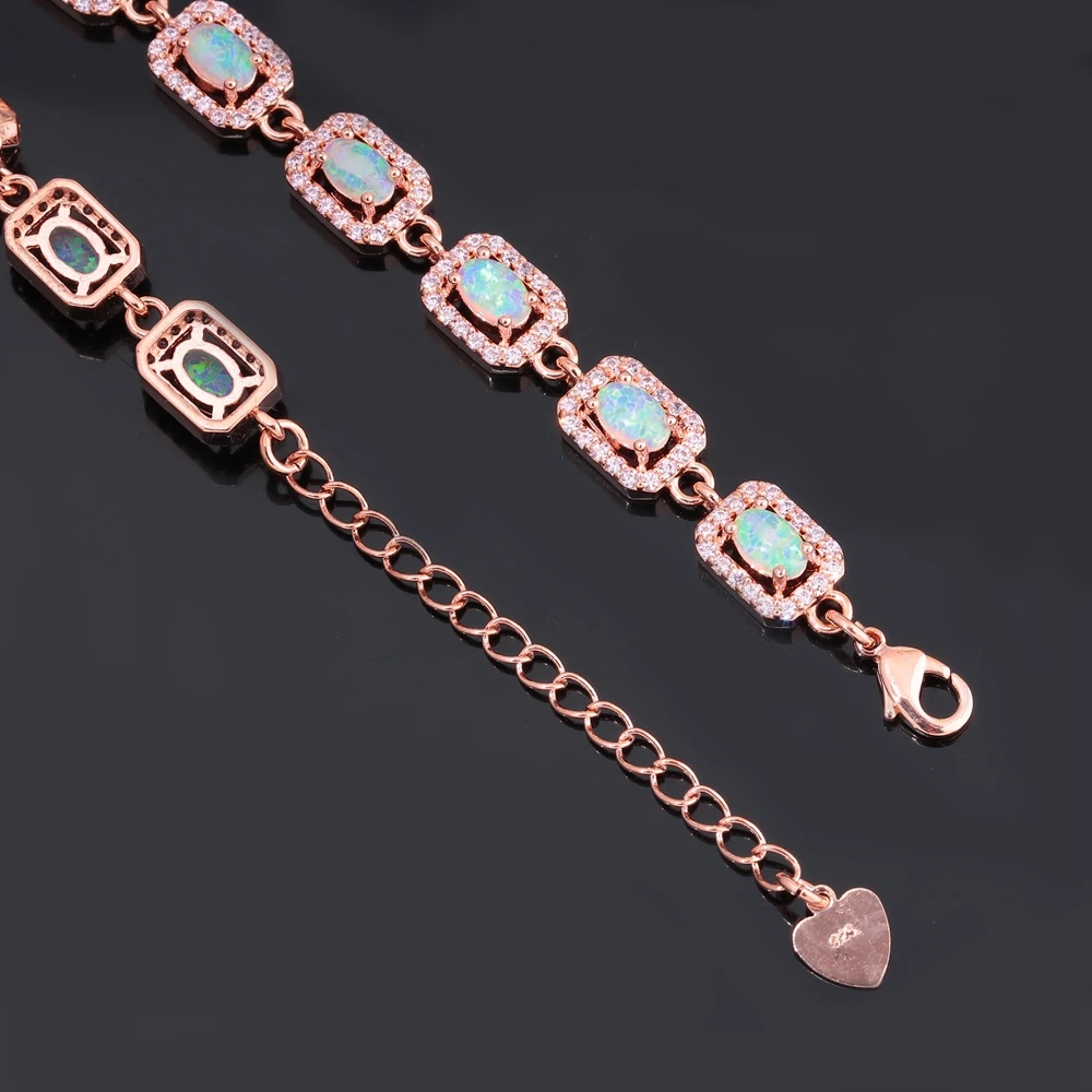 Женский браслет из розового огненного опала с фианитом|gold color|bracelets for women goldwomen