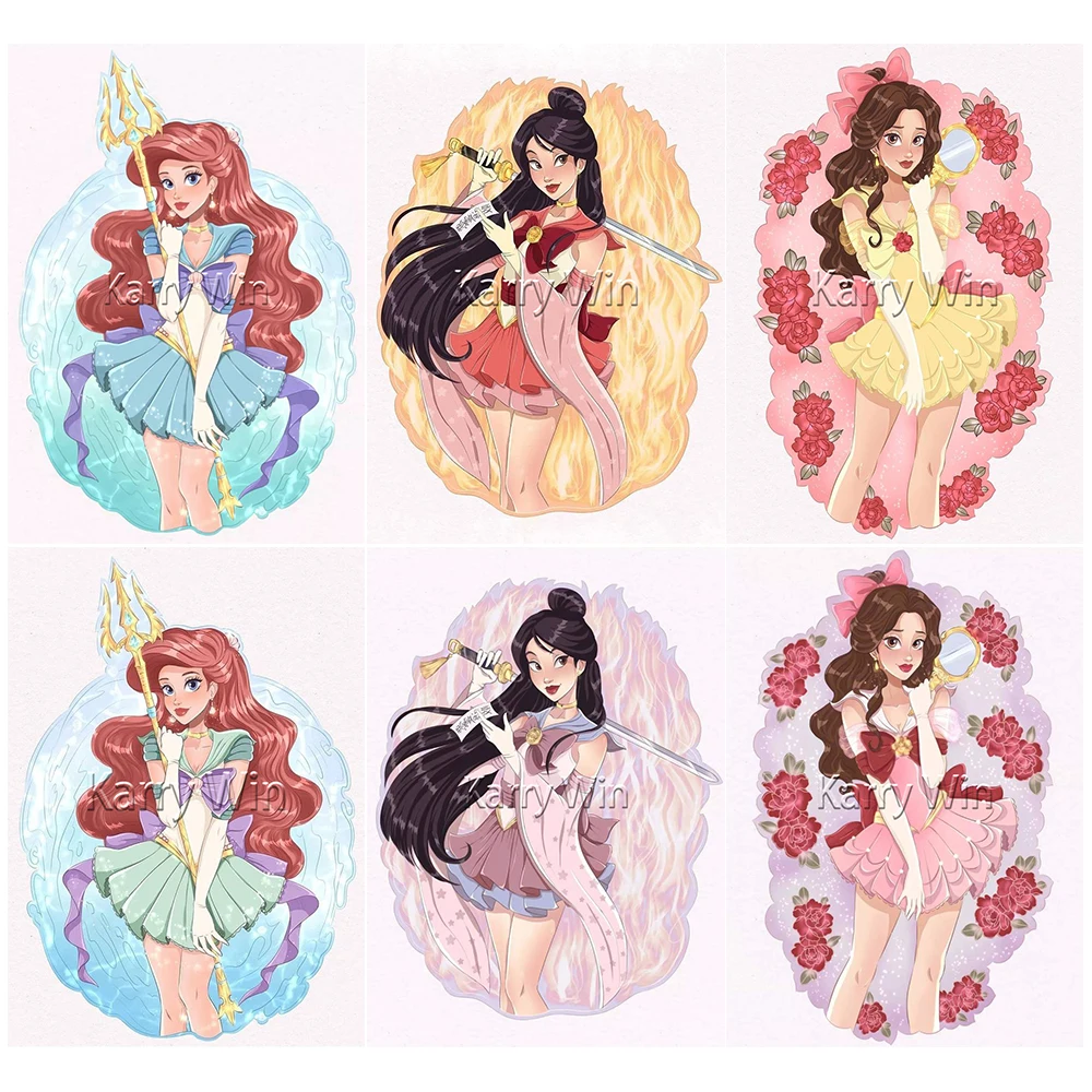 

Алмазная живопись 5D «сделай сам», Набор для вышивки из мультфильмов принцессы и матроска, аксессуары для вышивки крестиком, украшение для д...