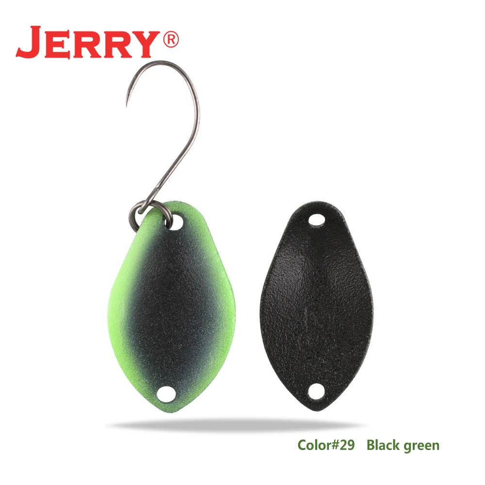 black green Jerry 2 г 3 г микро форели ложки сверхлегкие латунные рыболовные ложки один крючок Пресноводные металлические приманки зона окуня для ловли щуки pesca - Цвет: black green