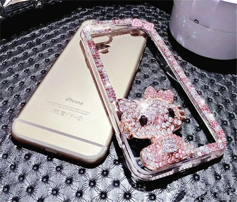

Luxury Fashion DIY Cute Bling Crystal Pink Diamond Case Cover For iPhone 12 Mini 11 Pro Max XS Max XR X 6S 6 8 7 Plus SE Fundas