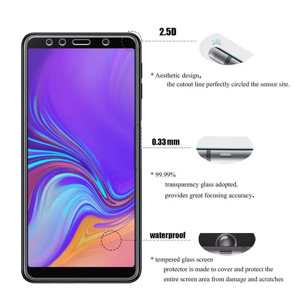 2 шт. Защитное стекло для Samsung Galaxy A6 A8 A7 2018 защита экрана закаленное J6 J4 Plus A750 пленка
