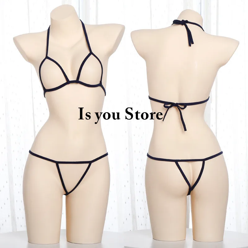 

Women Sexy lingerie Nude halter Bikini Set three point Sleep G-String Thong Couples Valentine's Transparent Erotic Bikini Sets