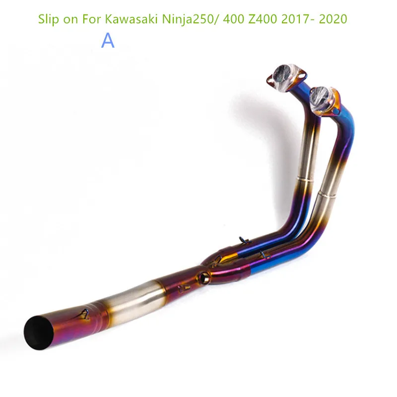 

For KAWASAKI NINJA400 250 300 EX400 Z400 2017 2018 2021Full System Motorcycle Exhaust Middle Pipe Slip On Full System Link Pipe