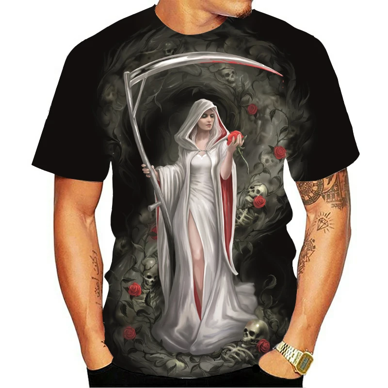 Ужас Футболка мужская футболка фитнес сжатия с О образным вырезом черепом The