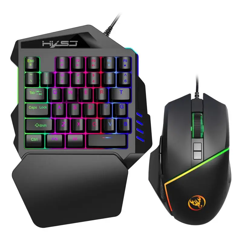 Игровая клавиатура с одной рукой набор комбо для мыши RGB светодиодный комплект