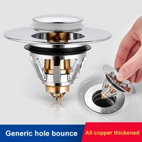 sink strainer bathroom wash basin drain pipe fittings spring core press stainless steel flap plate filter kitchen accessories