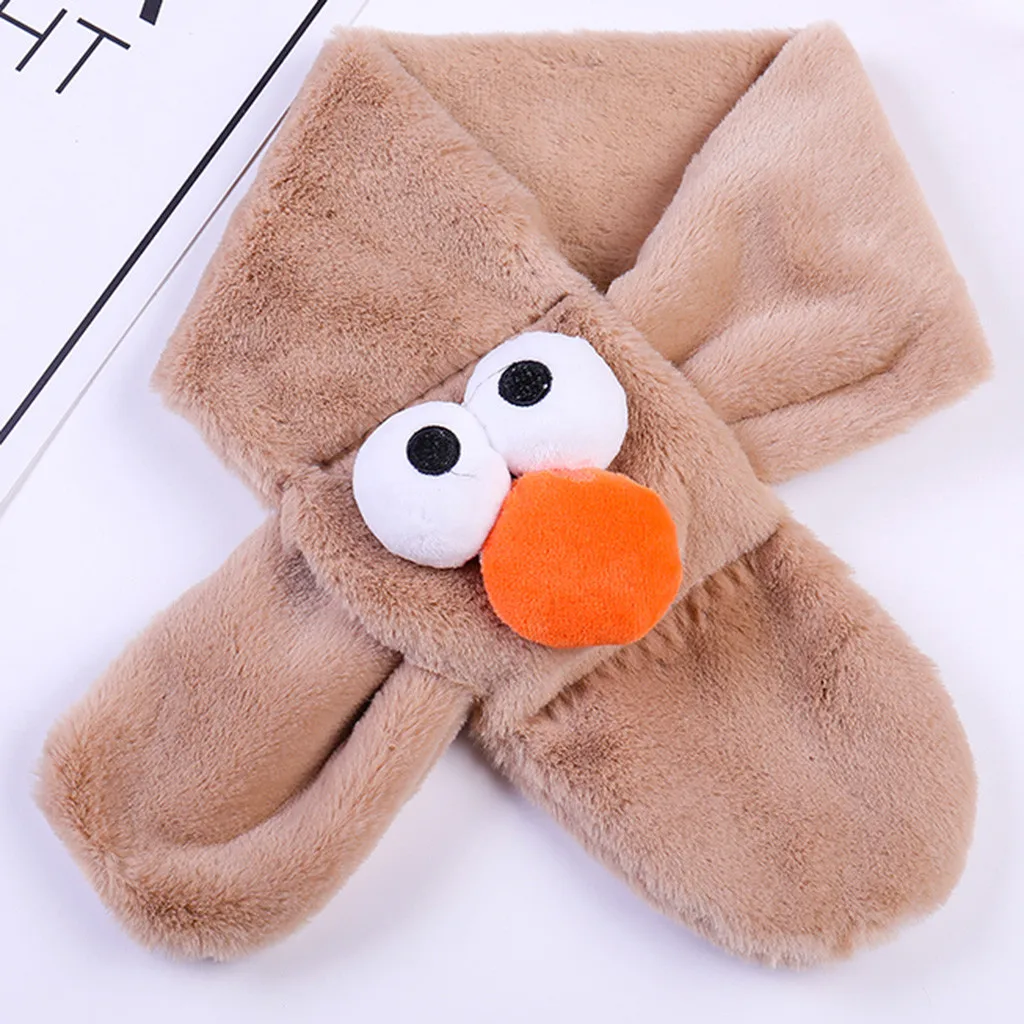 

Winter Children's Scarf Kawaii Cartoon Animal Soft Adjustable Cross Bib Plush Warm Cold-Proof Collar Scarf Indoor Outdoor 24M-8T