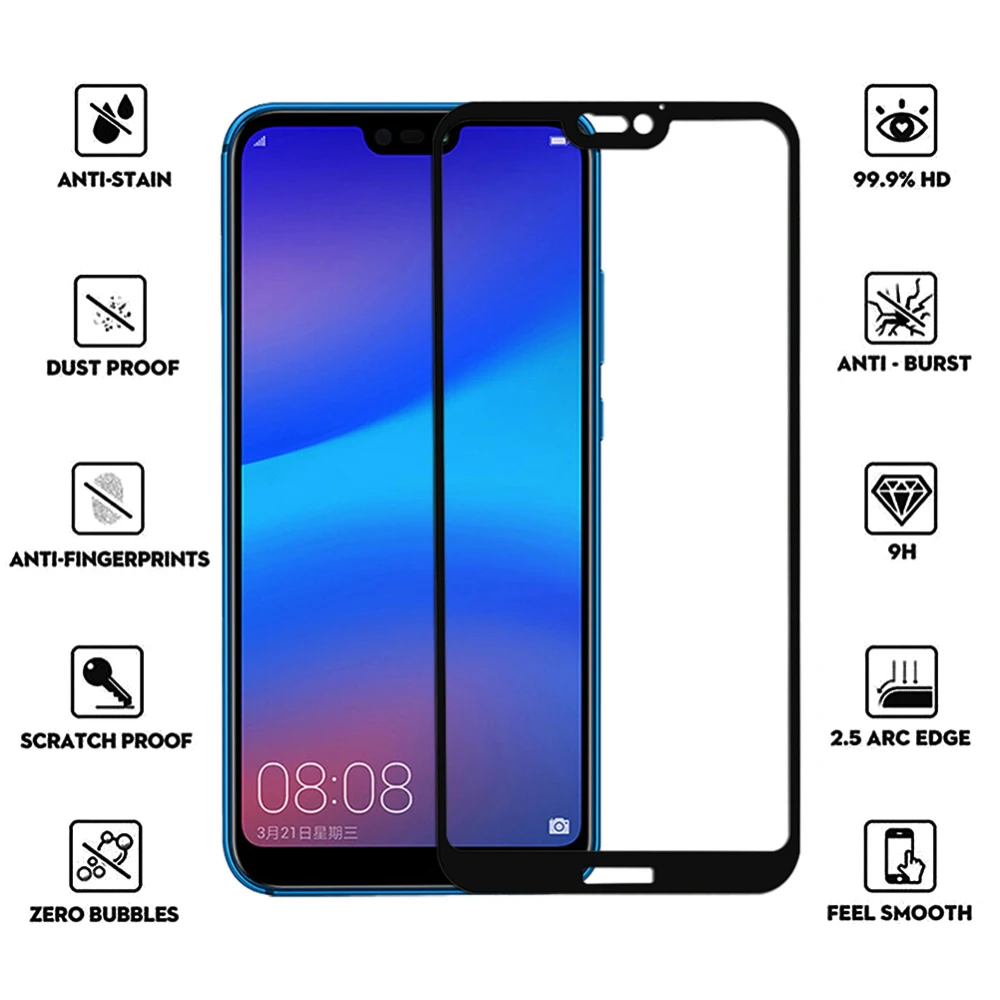 Закаленное защитное стекло с полным 3D покрытием для телефона Huawei P20 Pro|Защитные