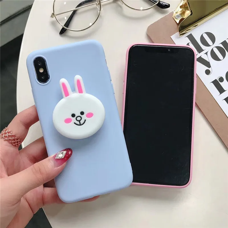 3D cartoon couple kickstand Phone Case For coque iPhone 7 7Puls 6S 8 Plus case silicon for iphone cover X XR Xs max kawaii cases | Мобильные