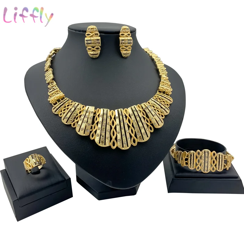 Liffly Африканский комплект ювелирных изделий новый сплав искусственный кристалл