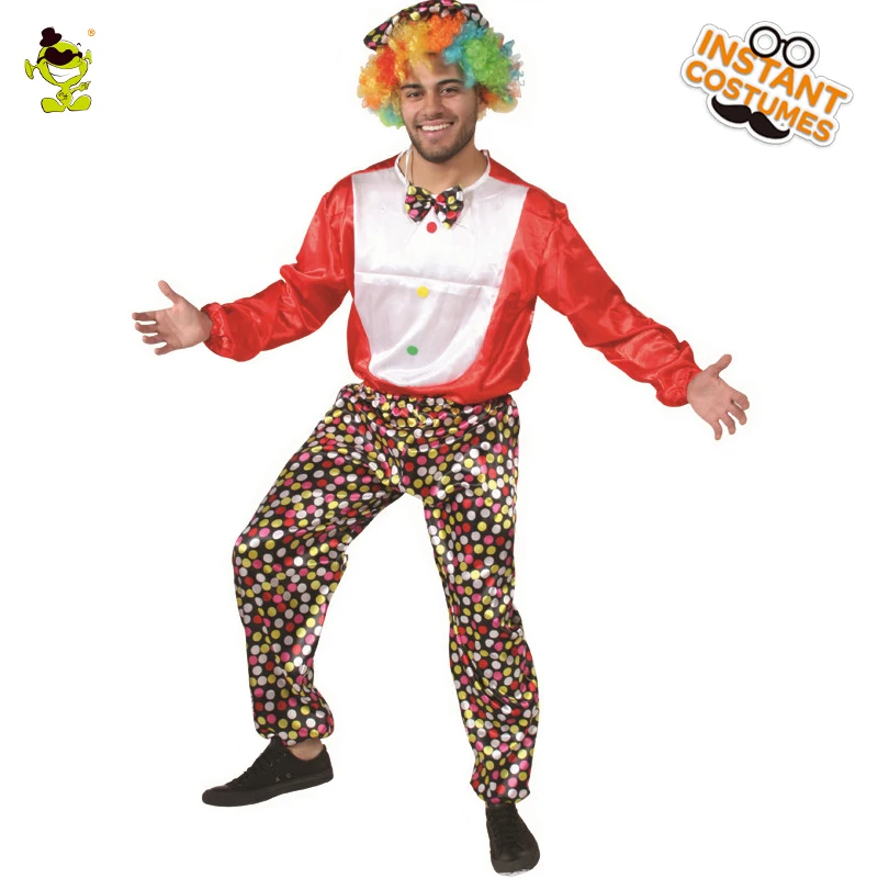 

Men's Funny Clown Cosplay Costumes for Carnival Party Fancy Dress Up Halloween Role Play Clown Outfits Sets for Adult Male