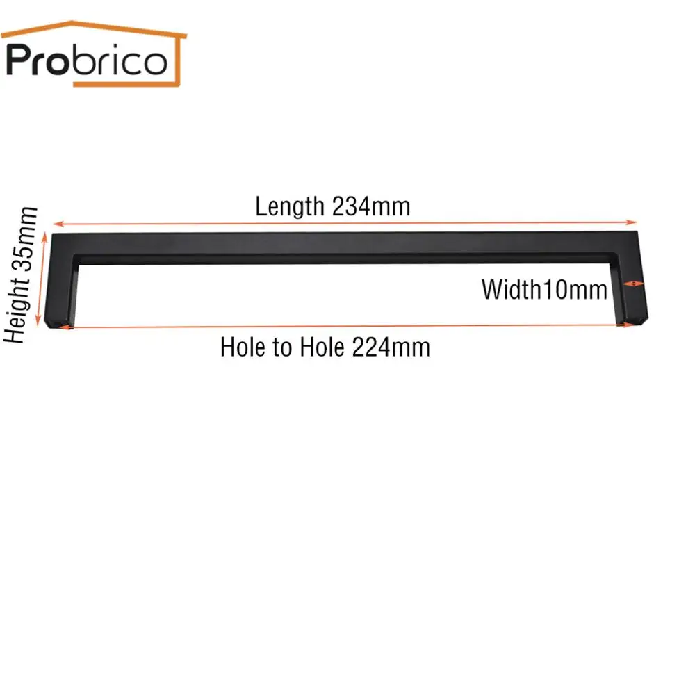 10mm 224 Probrico черный цвет, для шкафов ручка квадратная бронзовые ручки для мебели кухонные дверные ручки шкафа ручки для ящика шкафа Ø10/12/15 мм - Цвет: 10mm 224
