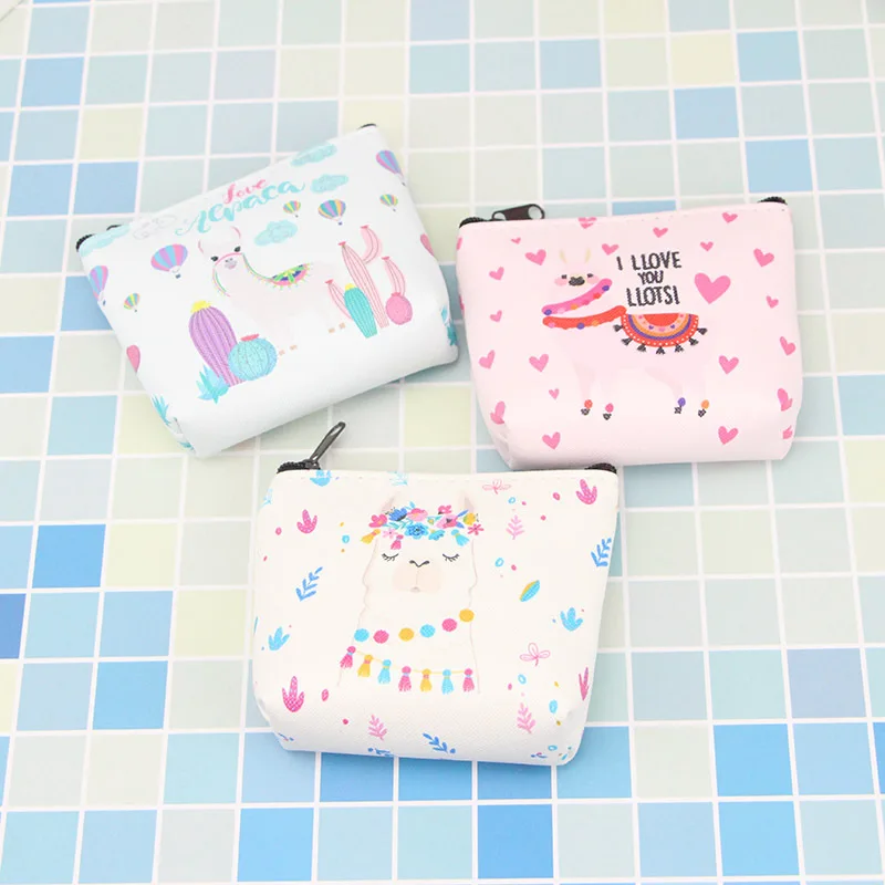 Женский маленький кошелек с принтом альпаки мультяшным рисунком для девочек