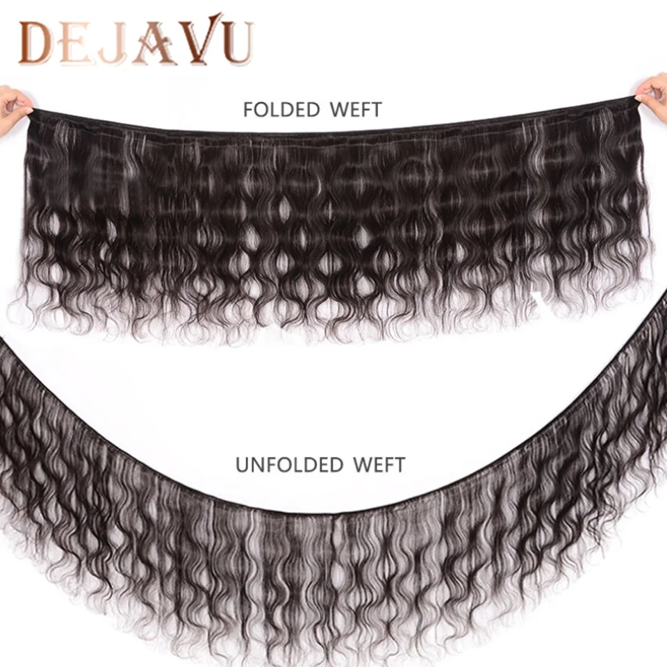 DEJAVU объемные волнистые пучки с закрытием не-Remy перуанские волос 4*4 закрытыми
