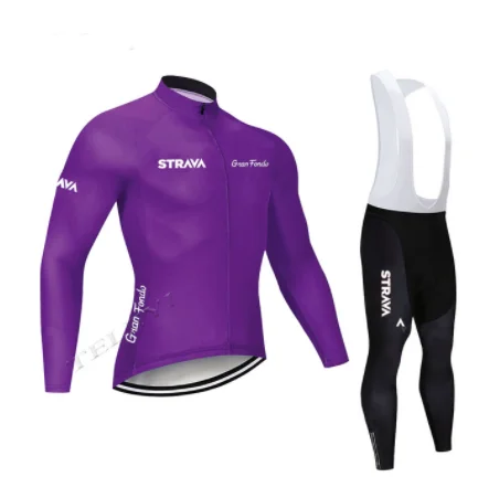 Long sleeve suit STRAVA road bike team 9D cojin de equitacion traje de primavera y otono camisa de manga larga jersey - Цвет: Long sleeve suit
