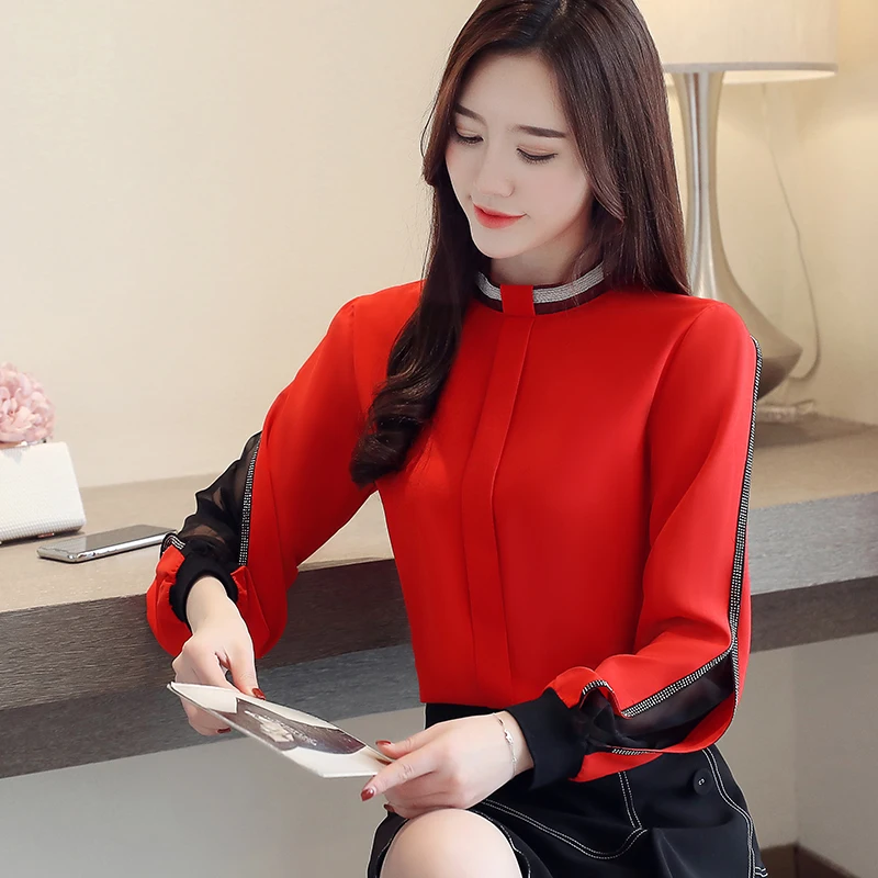 Женская шифоновая блузка с длинным рукавом в офисном стиле | одежда