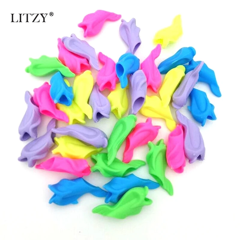 10Pcs/Set Children Students Pencil Holding Practise Dolphin Fish Writing Posture Correction Device Silicone Hold A Pen Corrector |