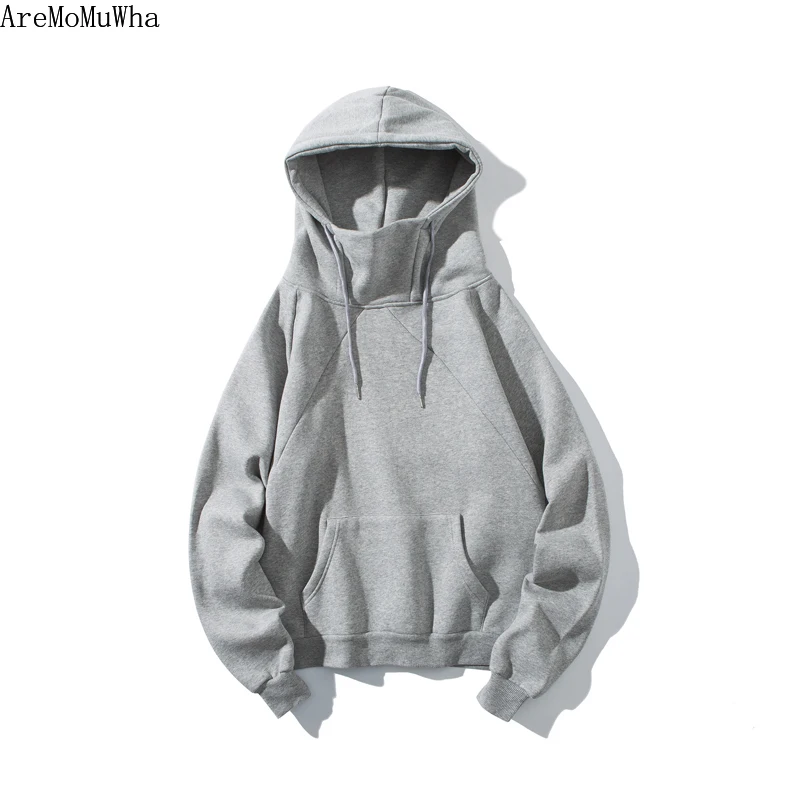 Autumn Winter New High Collar Sweatshirts Men's Hooded Hood Loose Plus Velvet Hoodie Korean Version of The Men Hoodies M-2XL | Мужская