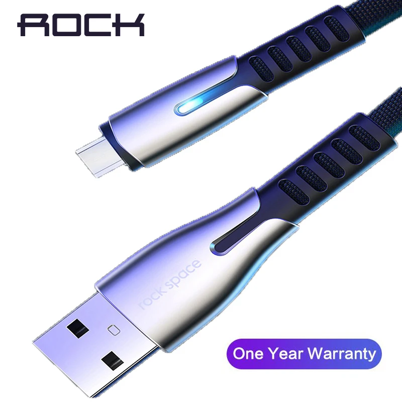 ROCK Micro USB кабель светодиодный светильник нейлоновый Microusb шнур для samsung S7 Xiaomi Redmi Note
