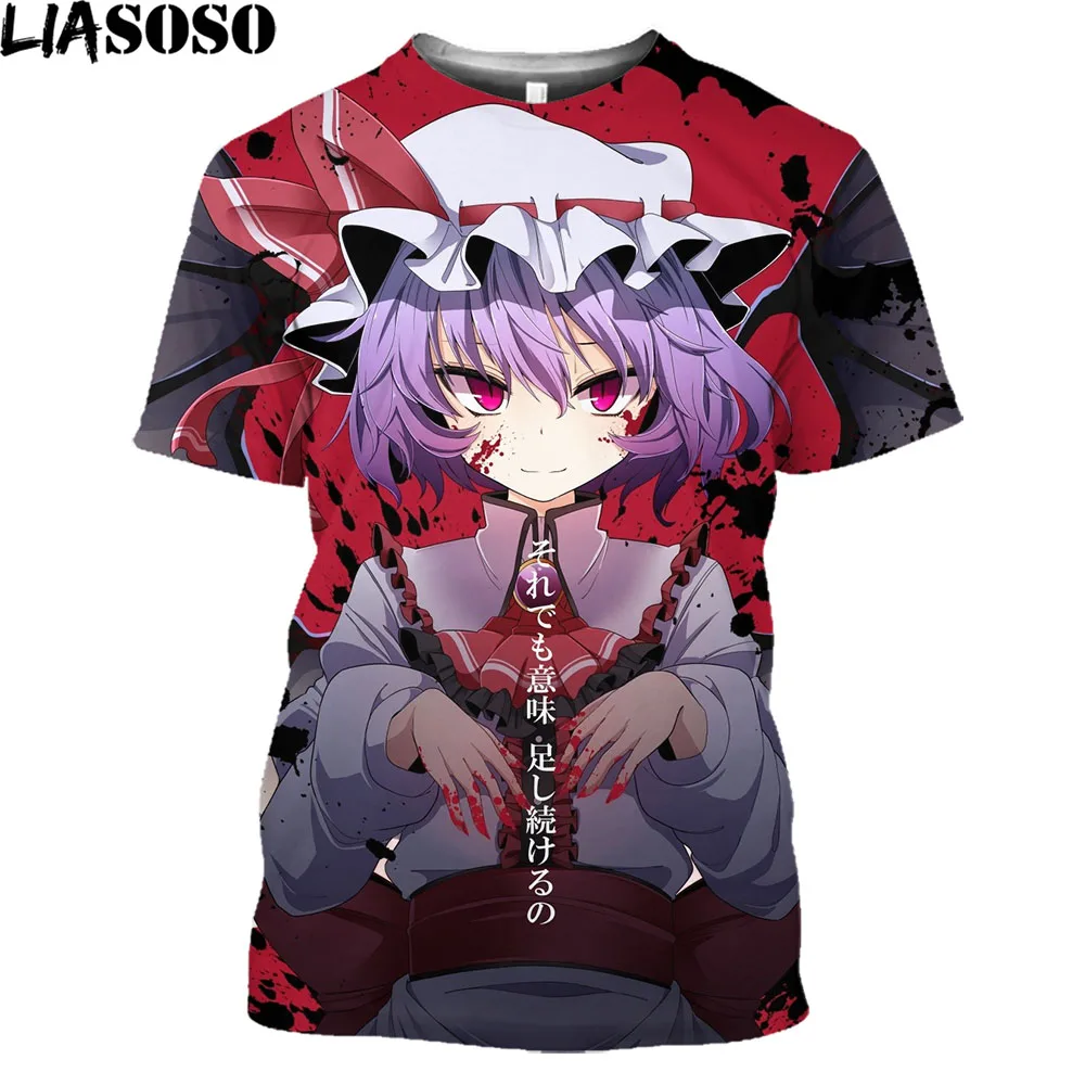 

LIASOSO Top 3D Print Manga Touhou Project T Shirt Men Cute Anime Girl T Shirt Women Remilia Scarlet Kawaii Loli Harajuku T-shirt