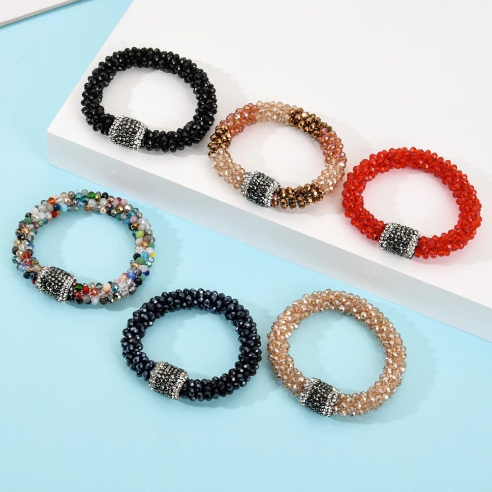 Винтажный бриллиантовый браслет для женщин и мужчин Стрейчевые браслеты с