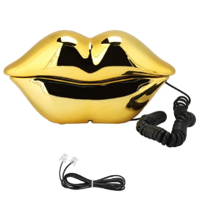 WX-3016 Mouth's Lips Shape Telephone Home Office Desktop Telephone Landline fashionable - Цвет: Синий