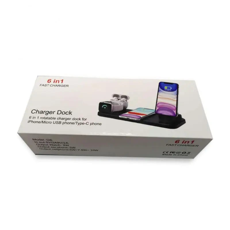 

10W Qi Wireless Charger Stand For iPhone 12 Pro Max 6 in 1 Induction Fast Charging Dock Station For iPhone Watch 3 5 AirPods Pro