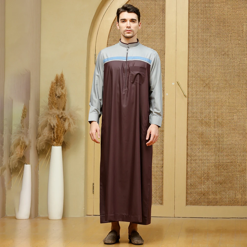 Men'S Muslim Islamic Kaftan Arab Vintage Long Sleeve Men'S Robe Loose Dubai Saudi Arabia Kaftan Men'S Clothing Lsmn012