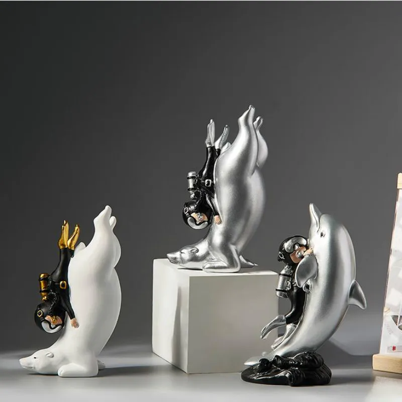 

[VIP] Современная простая скульптура дайвера, морская жизнь, маленькие украшения, креативный милый офисный стол, гостиная, спальня, украшение ...