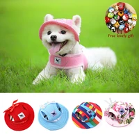 dog cat hat with ear holes outdoor summer canvas mesh breathable puppy cap sunbonnet beach visor hat for small dogs pet products