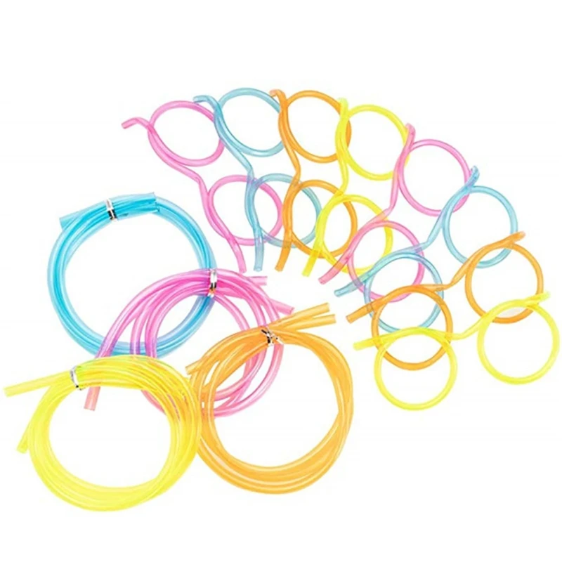 New Soft Plastic Fun Straw Glasses Flexible Drinking Straws Tube Tools Kids Party Supplies Bar Accessories | Дом и сад