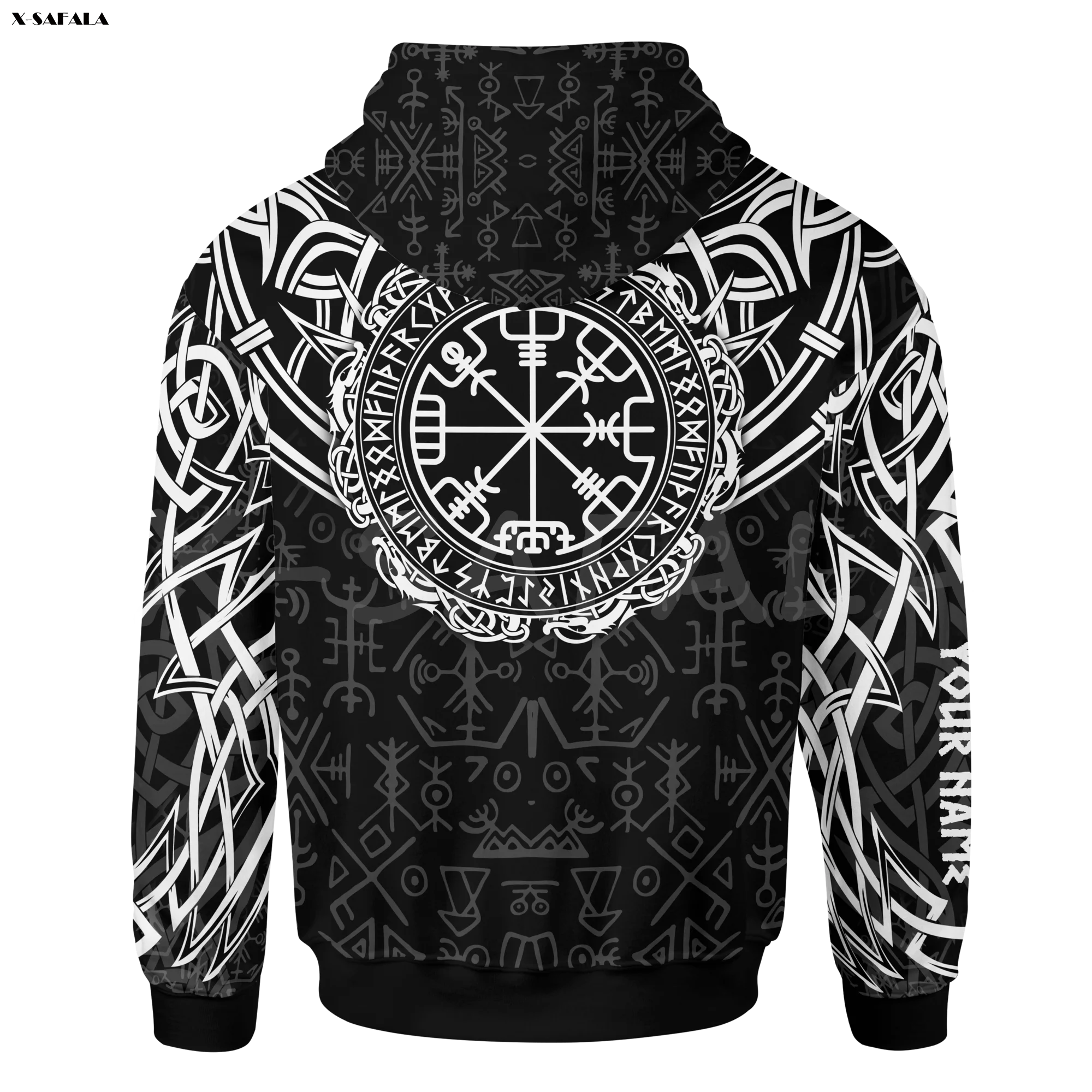 Толстовка Мужская/женская с 3D-принтом свитшот рисунком викингов руны