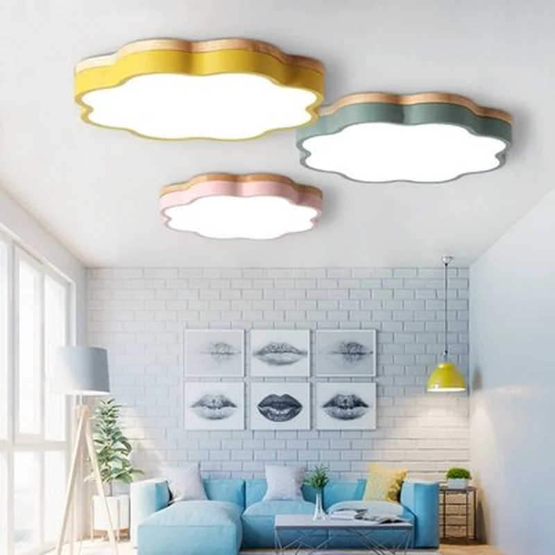 Светодиодный потолочный светильник в скандинавском стиле с простым дубовым