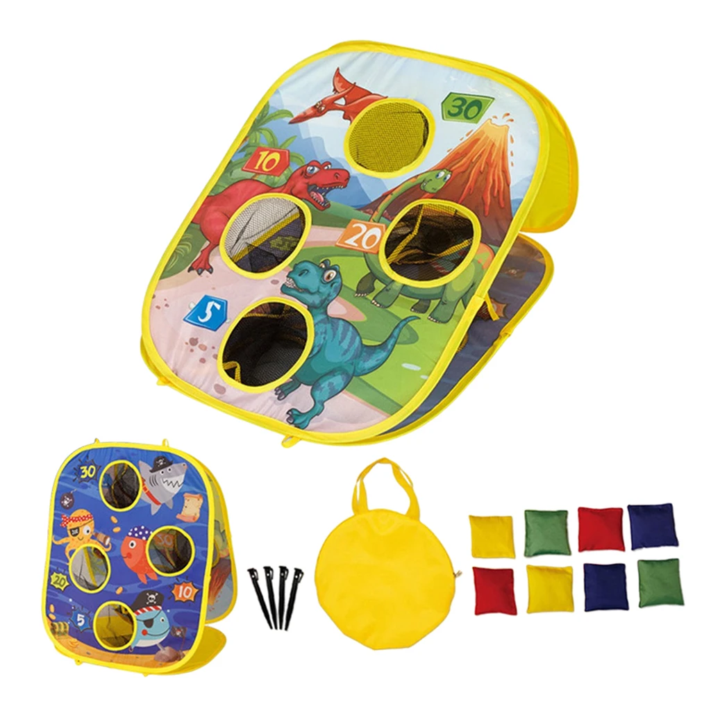 

Portable 4 Holes Cornhole Game Throwing Game Sandbag Garden Backyard Outdoor Toss Game Fun Toys Activity for Camping Travel