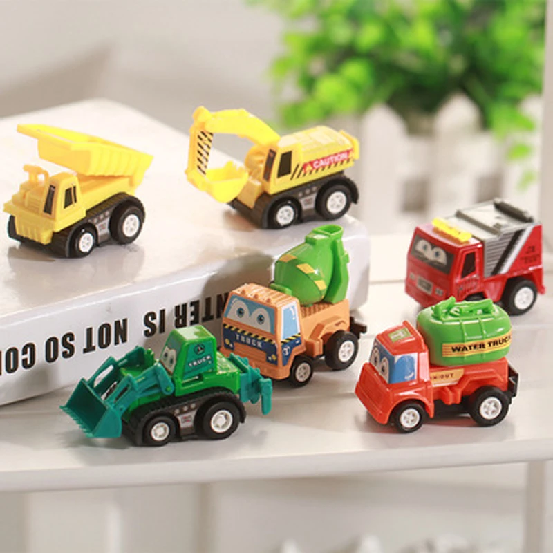 

6pcs Car Model Pull Back Car Toys No Battery Mobile Vehicle Truck Construction Kid Mini Cars Boy Toys Gift Diecasts Toy Vehicles
