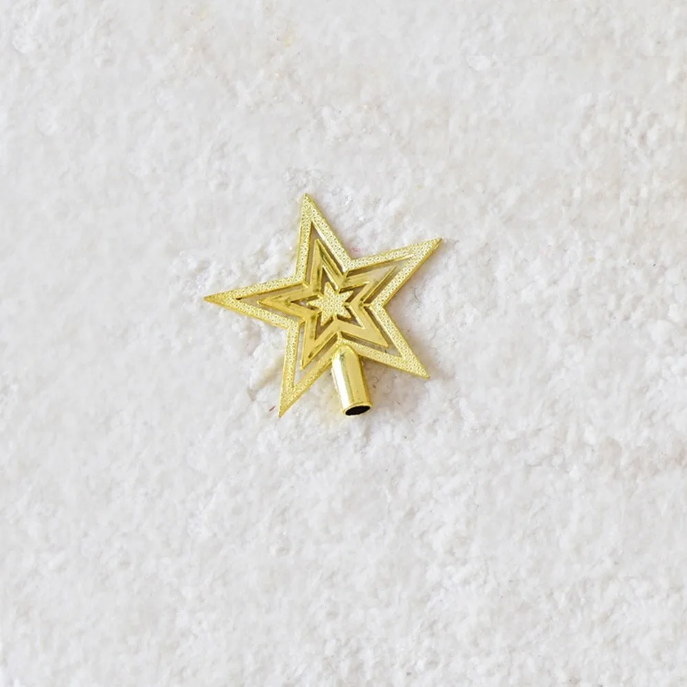 Gold 10cm Опциональные украшения для рождественской елки Topstar, покрытые пластиком, ПВХ, пятиконечная звезда, для дома, вечерние, рождественские украшения, 3 размера - Цвет: Gold 10cm