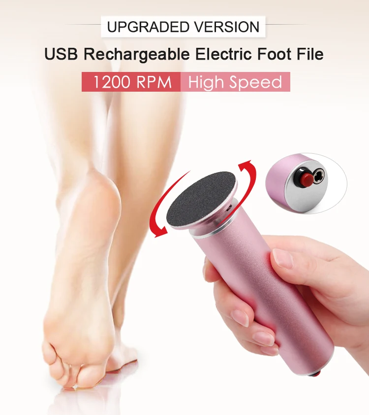 

Electric Foot Grinder USB Rechargeable Wireless Electric File Cuticle Callus Remover Machine Foot Heel Care Tool with Sandpaper
