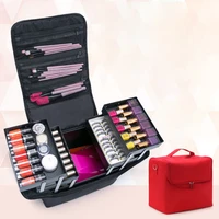 travel cosmetic bag 4 layer drawers foldable tray open to the sides portable makeup organizer case earrings necklace storage