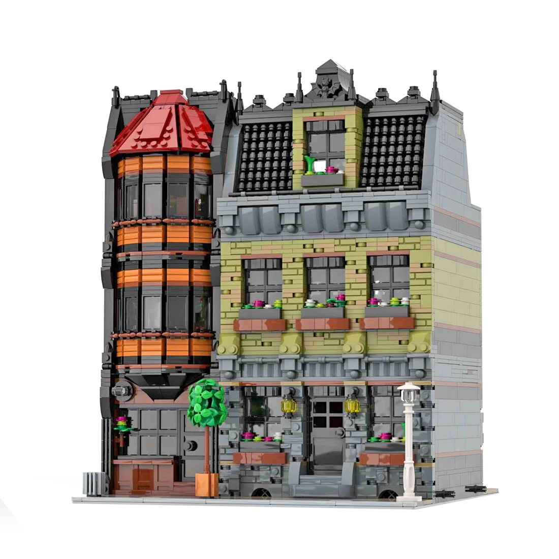 

Authorized 4629Pcs MOC-45758 Modular Olive Mansion&Pub Architectural Bricks Model Street View Building Block Kit