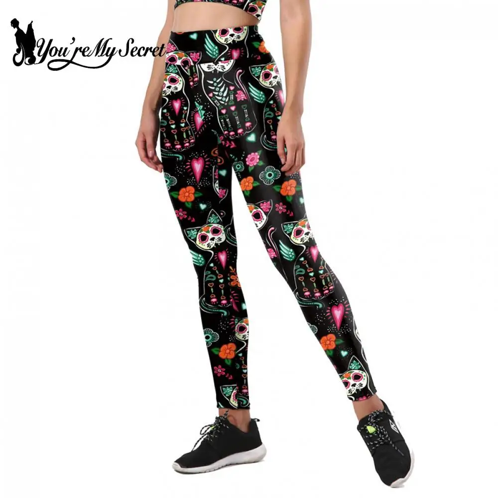 [Ты мой секрет] 2021 Высокая Талия Эластичные леггинсы с изображением кошек из
