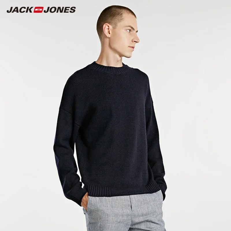NIGHT SKY JackJones мужской свитер свободного кроя с круглым вырезом 218325503 - Цвет: NIGHT SKY
